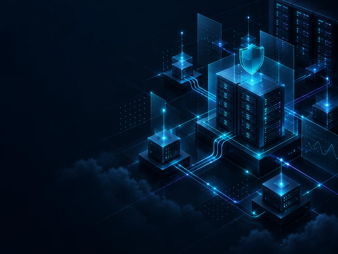 Abstract server, network and cybersecurity infrastructure